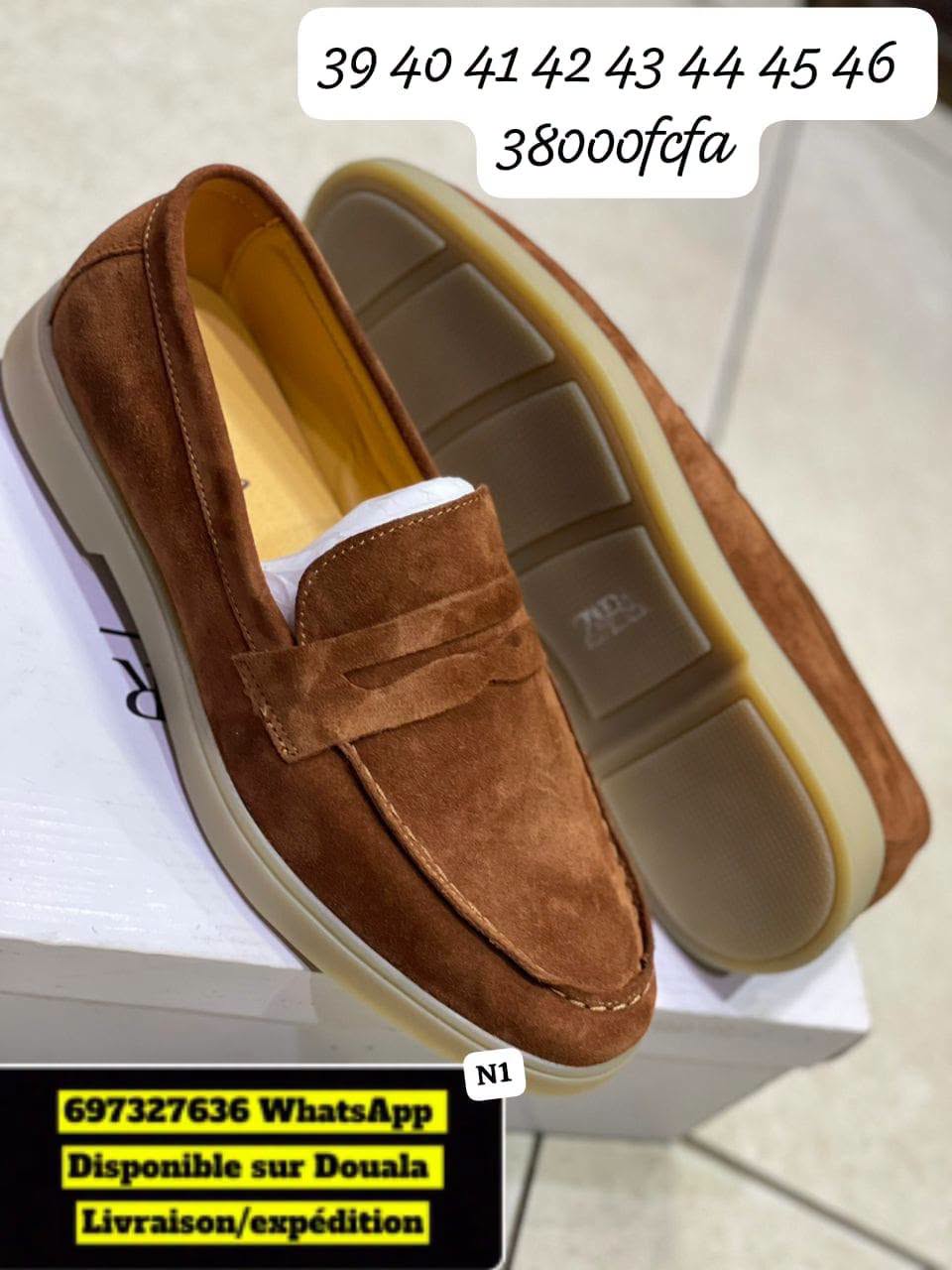 Mocassins pour homme en daim avec semelle compensée (58 cara